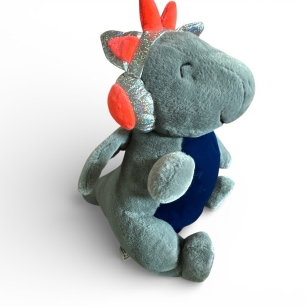 FAO SCHWARZ Plush Dinosaur Toy with Sparkly Headphones DJ Glow Brights Dragon